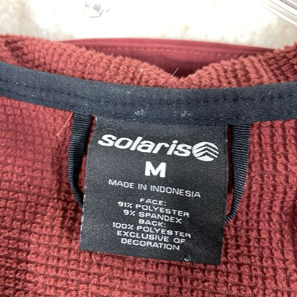 Solaris Jacket Mens Sz Med Red Full Zip Soft Polyester Zip Pockets Hooded Soft - Picture 6 of 12